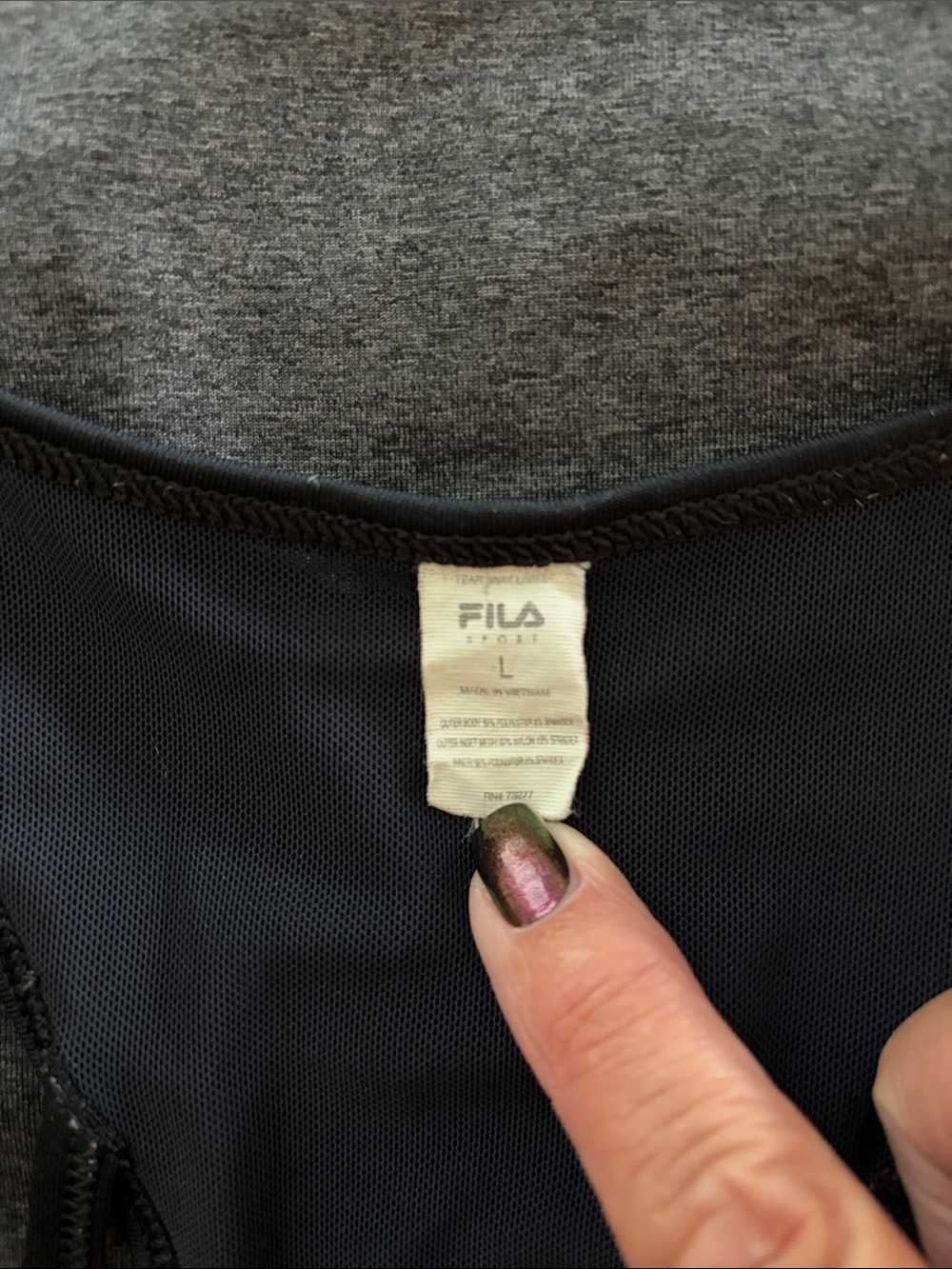 Women's Charcoal Grey Athletic Tank Top - Performance Racerback by Fila - Picture 3 of 4